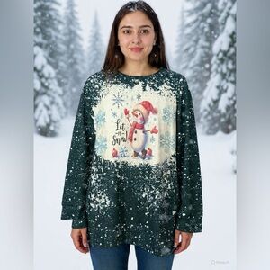 Let It Snow Snowman Graphic Sweatshirt - Green